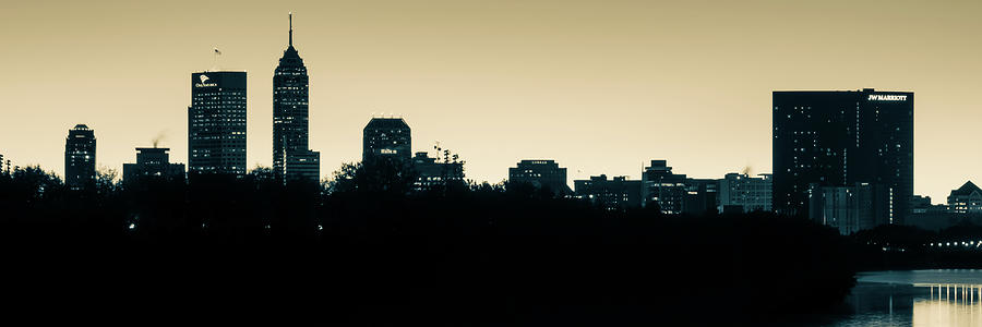 Morning Glow Over Indianapolis - Sepia Panorama Photograph by Gregory Ballos