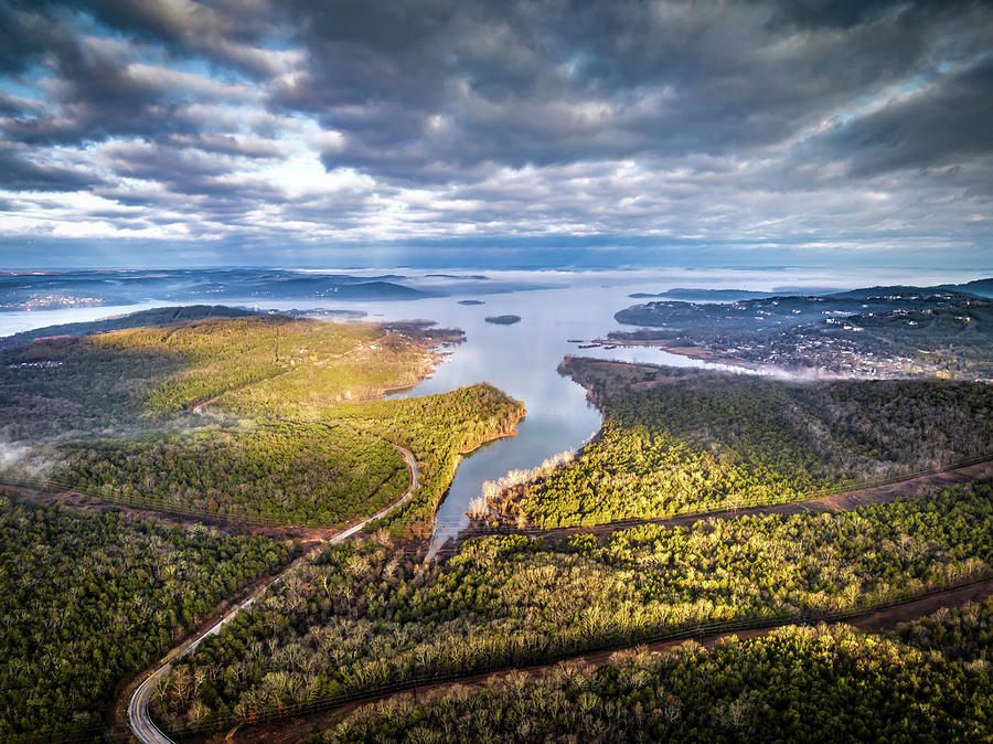 Morning Illumination -  Aerial Perspective Of Table Rock Lake Photograph by Gregory Ballos