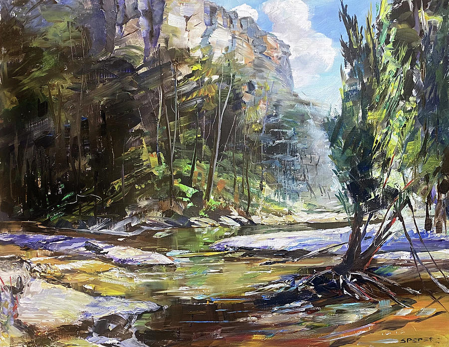 Morning Light at the Confluence Painting by Shirley Peters