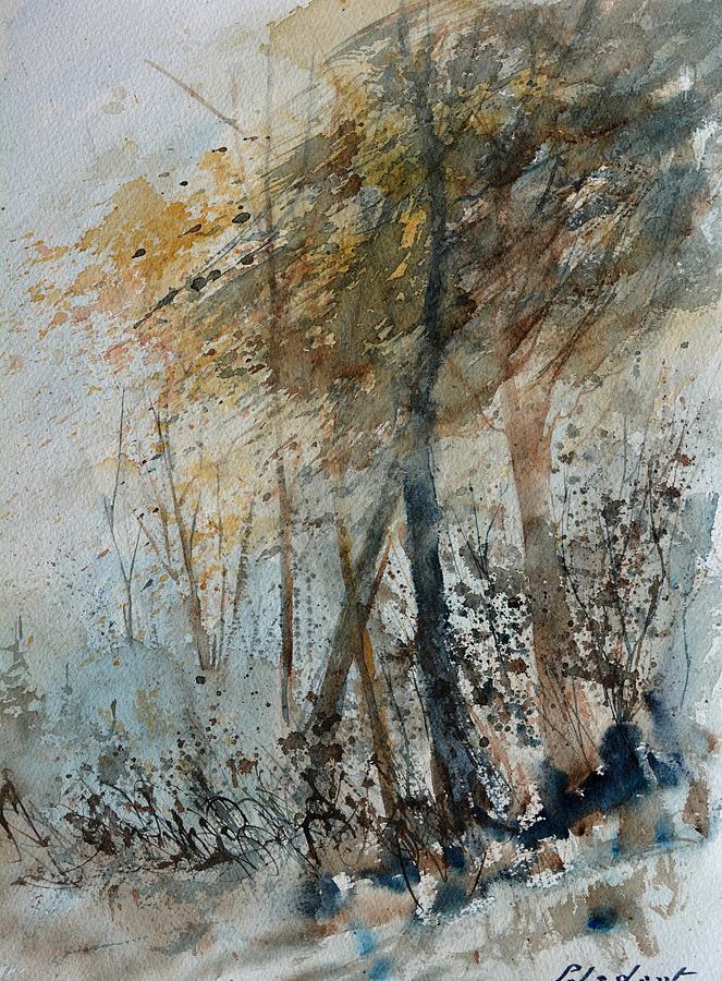 Morning light in the wood - watercolor Painting by Pol Ledent