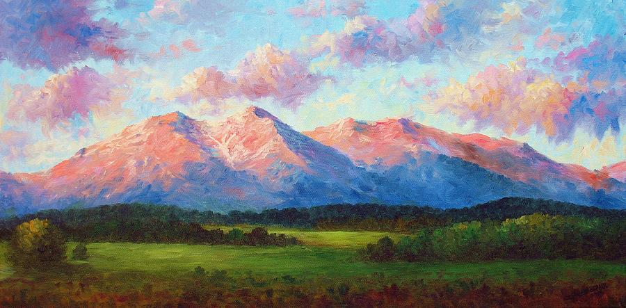 Morning Light On Mount Shavano Painting by David G Paul