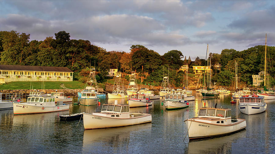 Morning Light on the Perkins Cove Fleet Photograph by Jerry Fornarotto