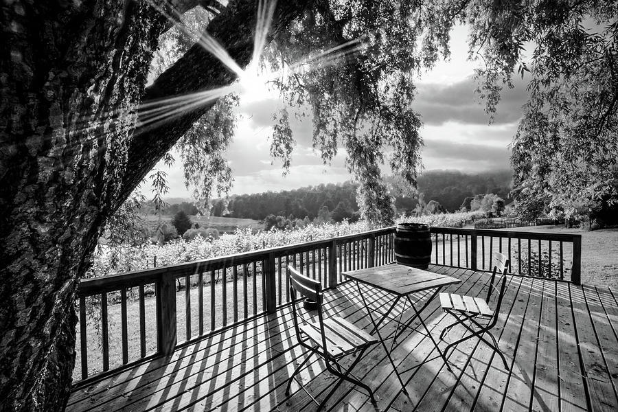 Morning Light on the Porch Black and White Photograph by Debra and Dave Vanderlaan