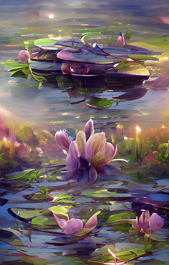 Morning Lilypads Digital Art by Bonnie Bruno