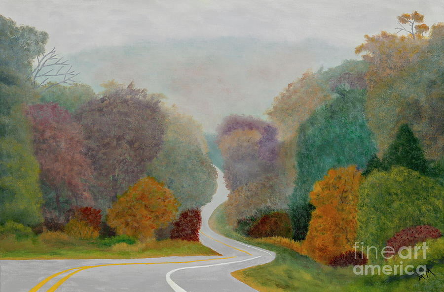 Morning Mist Arkansas Highway 23 Painting by Garry McMichael