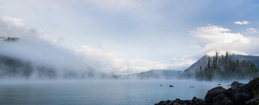 Morning Mist Over Lake Wenatchee Photograph by Don Schwartz