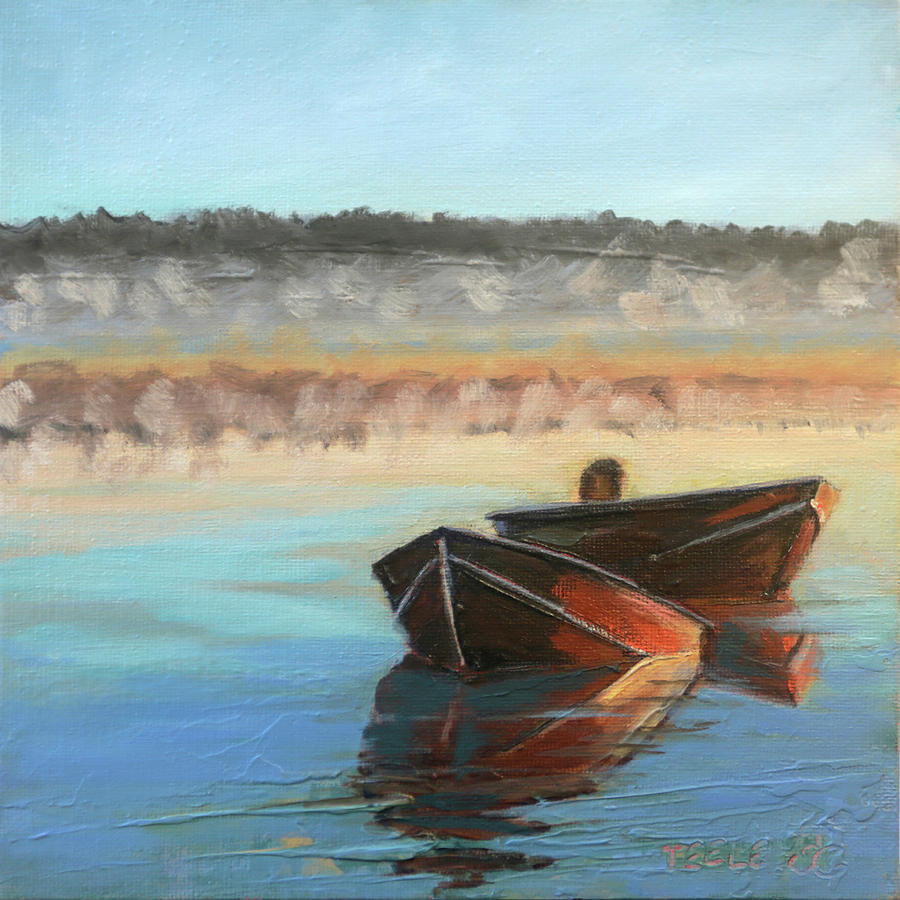 Boat Painting - Morning Mist by Trina Teele