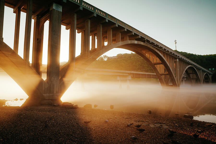 Morning Mist Under Lake Taneycomo Bridge - Branson Missouri Photograph by Gregory Ballos Morning Mist Under Lake Taneycomo Bridge - Branson Missouri Photograph by Gregory Ballos