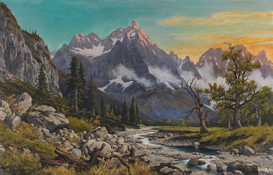 Morning Mood, Karwendel Mountains Painting by Rudolf Reschreiter - Fine ...