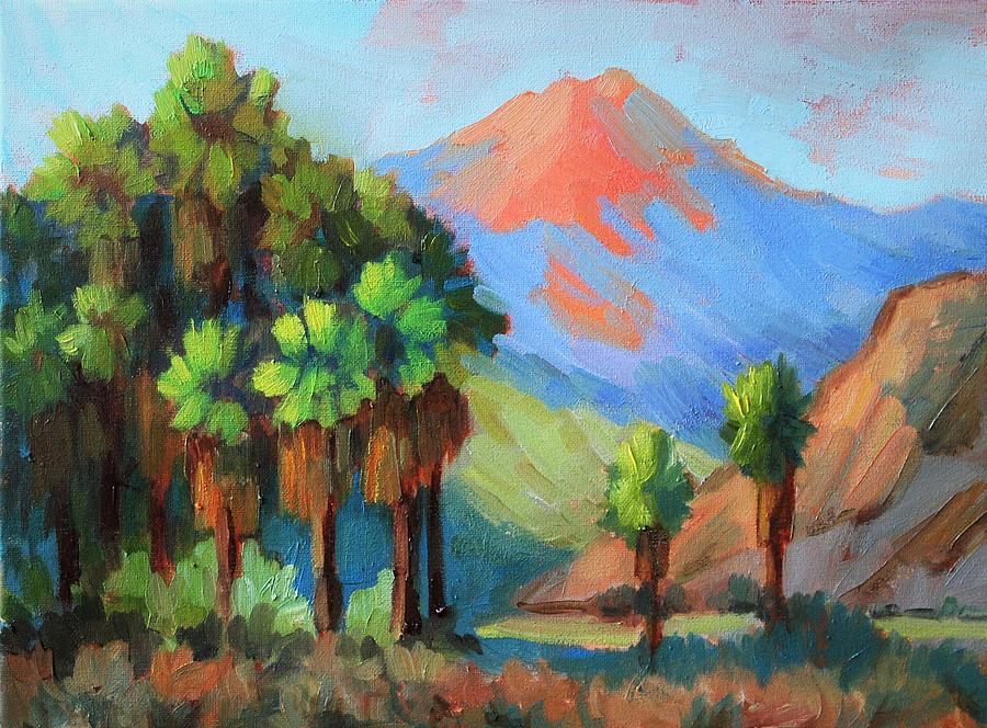 Morning Mountain Light Thousand Palms Painting by Diane McClary