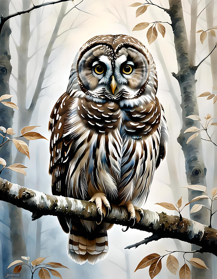 Owl Digital Art - Morning Owl by Greg Joens Owl Digital Art - Morning Owl by Greg Joens