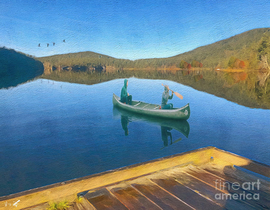Nature Digital Art - Morning Paddle by William Wyckoff
