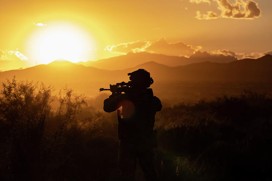Sunset Photograph - Morning patrol  by Airman 1st Class Isaiah Pedrazzini