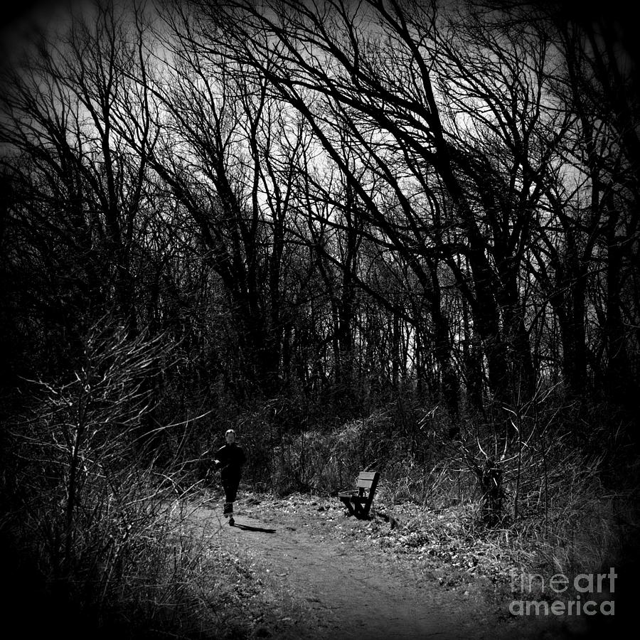 Morning Run - Black and White - Square Photograph by Frank J Casella