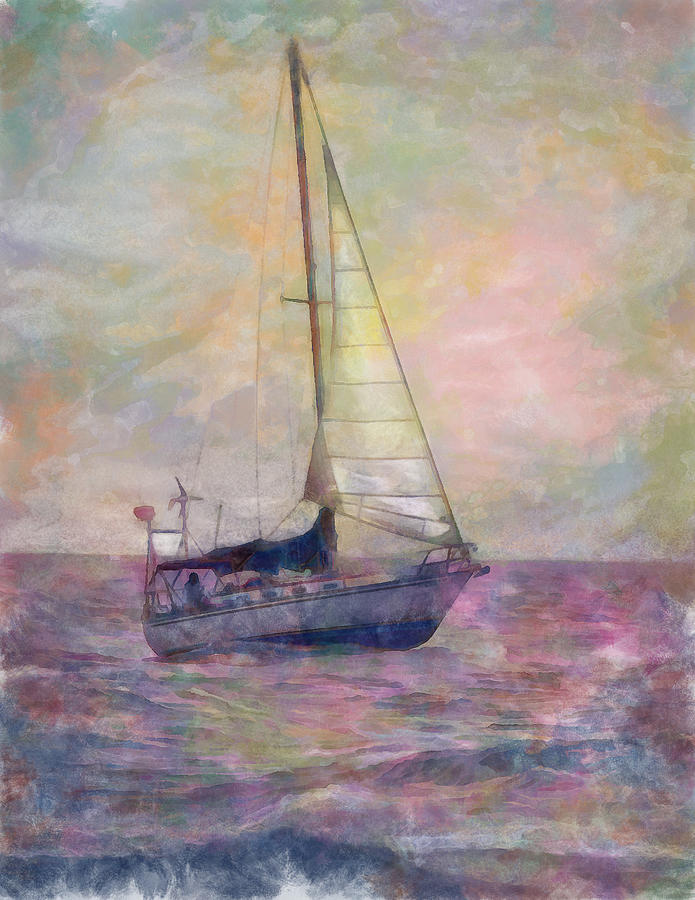 Boat Mixed Media - Morning Sail by Trish Tritz
