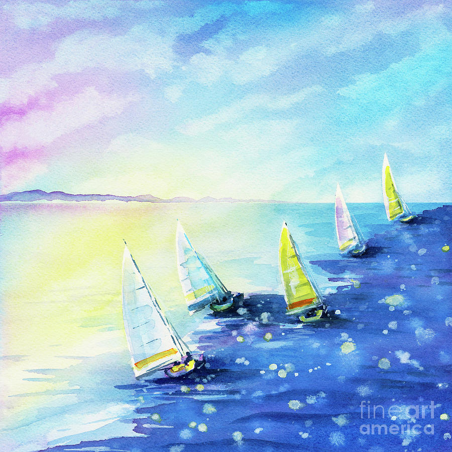 Morning Sails Painting by Zaira Dzhaubaeva