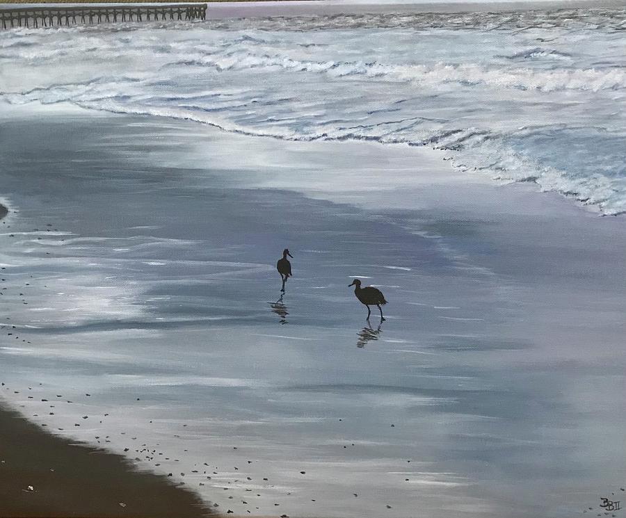 Beach Painting - Morning Shore Birds by Boots Quimby