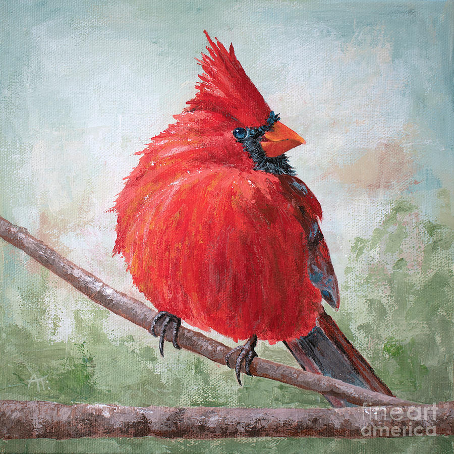 Morning Song - Cardinal Painting Painting by Annie Troe