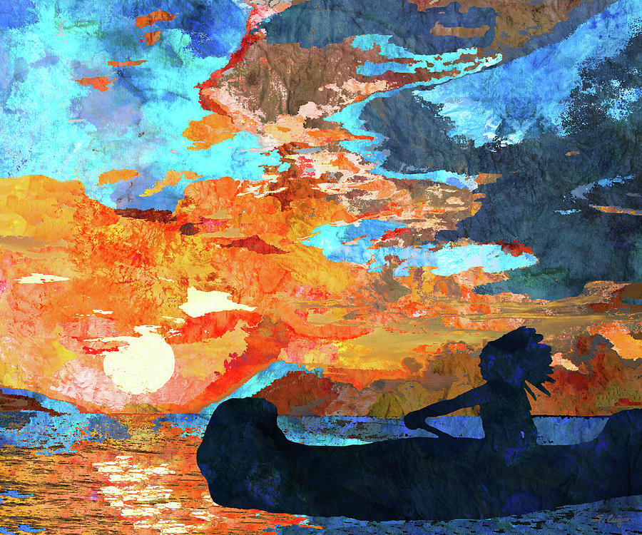 Morning Sunrise Canoe Art Painting by Sharon Cummings