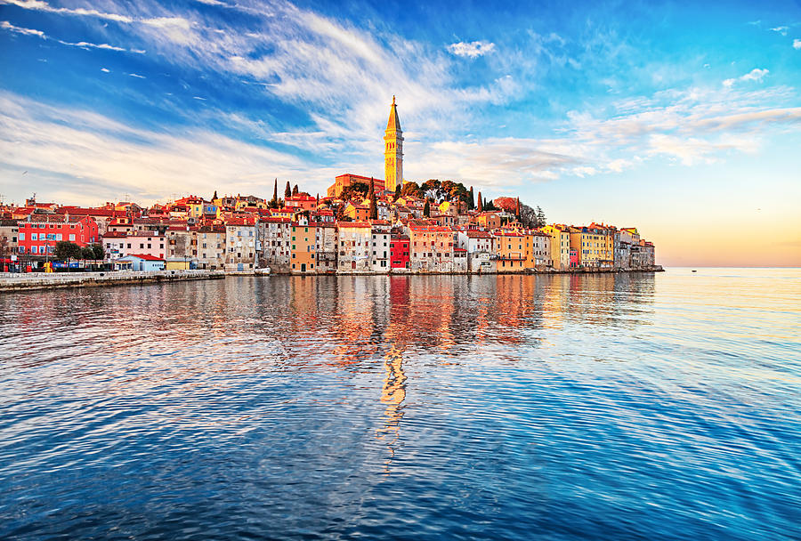 Morning view of old town Rovinj, Croatia Photograph by Rusm
