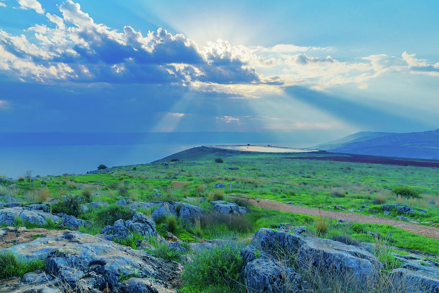 Morning View Of The Sea Of Galilee, With Sun Beams Photograph By Ran ...