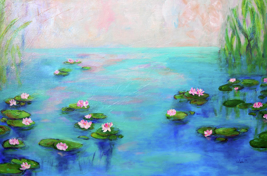 Morning Water Lilies Painting by Haleh Mahbod