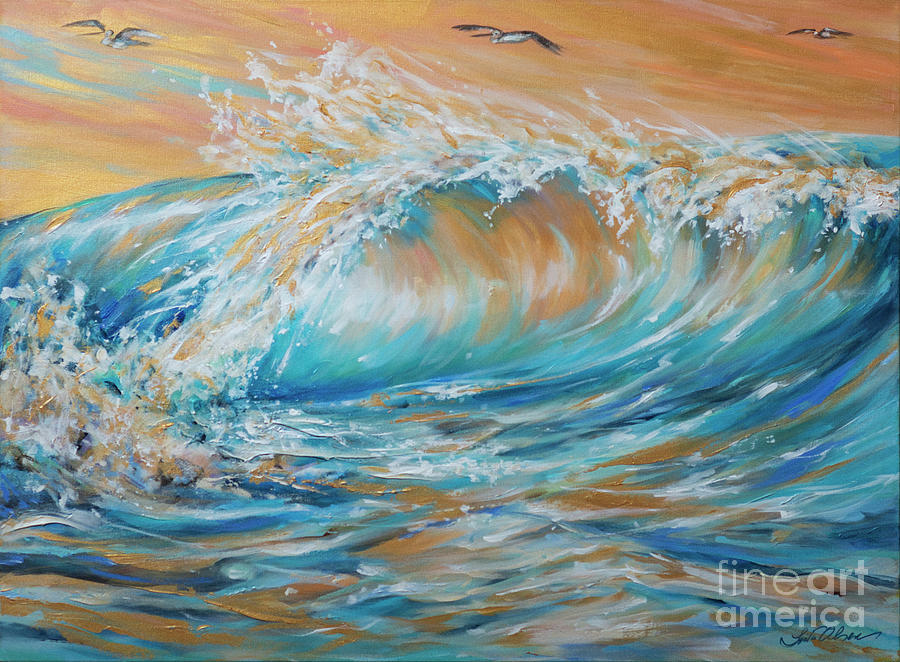 Morning Wave Painting by Linda Olsen