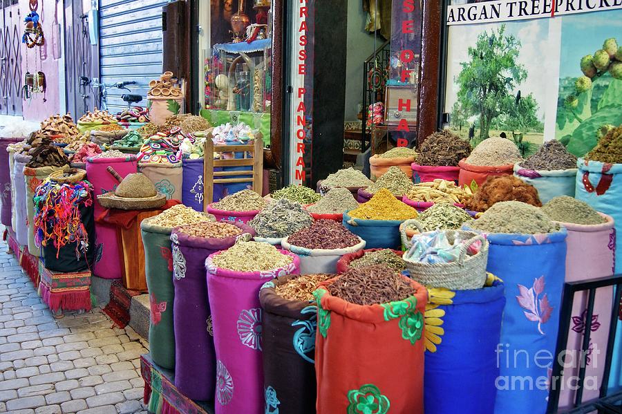 Moroccan spice shop. Photograph by David Birchall