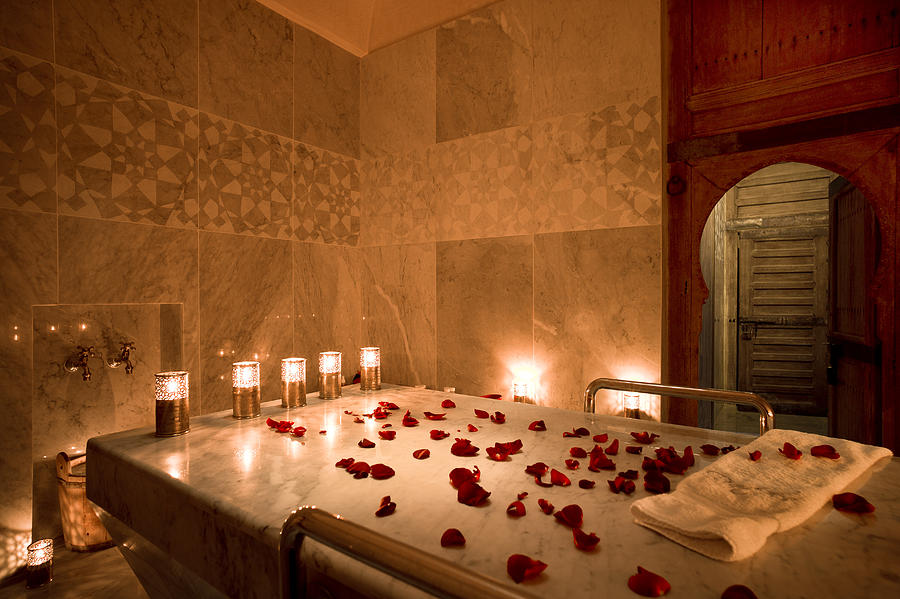 Morocco, Fes, Hotel Riad Fes, lighted spa Photograph by Westend61