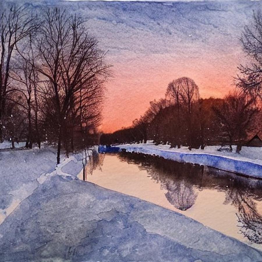 Morris Canal in Winter 1 Painting by Christopher Lotito