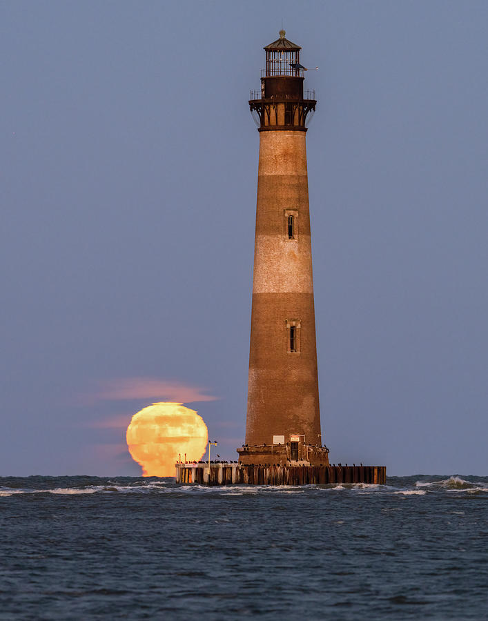 Morris Island Lighthouse Full Moon - 2021 Photograph by Jim Miller