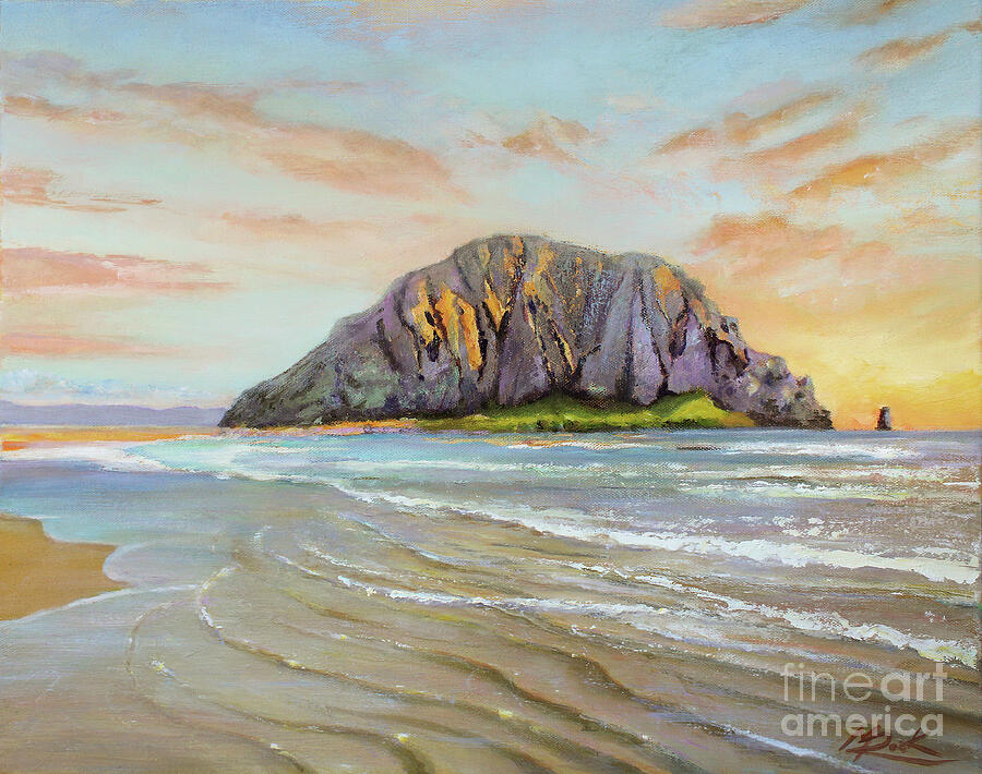 Morro Bay on The Beach Painting by Michael Rock
