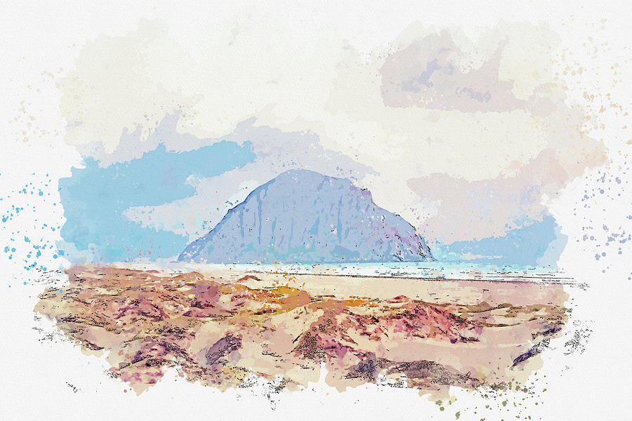 Nature Painting - Morro Bay United States in watercolor ca by Ahmet Asar  by Celestial Images
