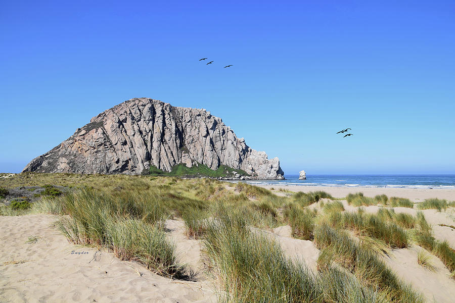 Morro Rock From The Dunes 2 Painting by Barbara Snyder