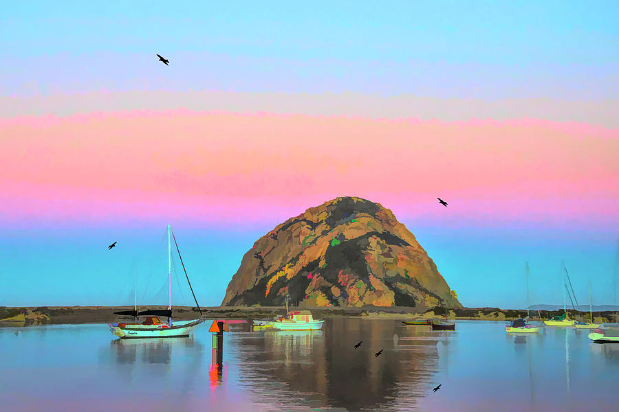 Morro Rock Morro Bay Colorful DP 2 Photograph by Floyd Snyder