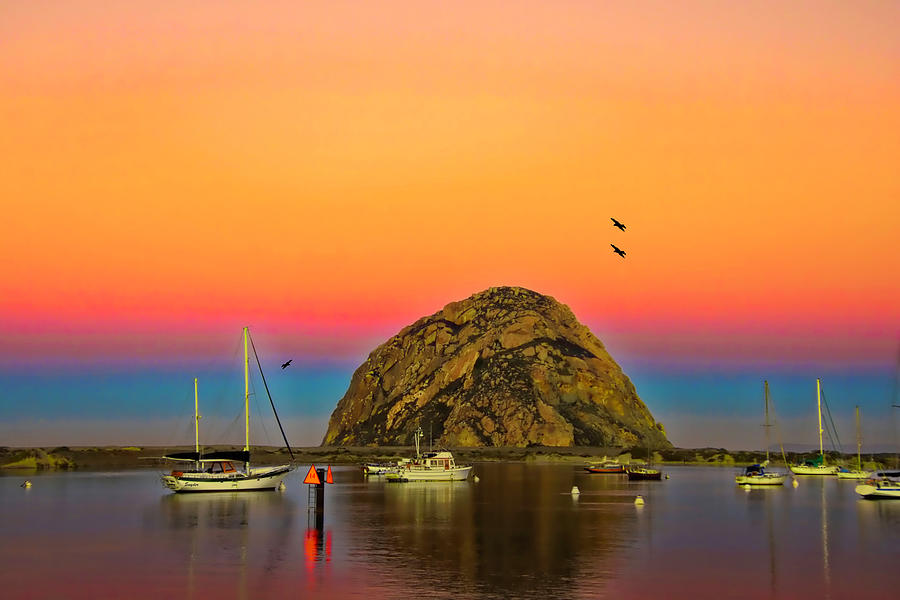Morro Rock Morro Bay Colorful DP Digital Art by Floyd Snyder