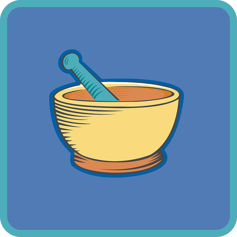 Mortar And Pestle On Background Drawing by Imagezoo
