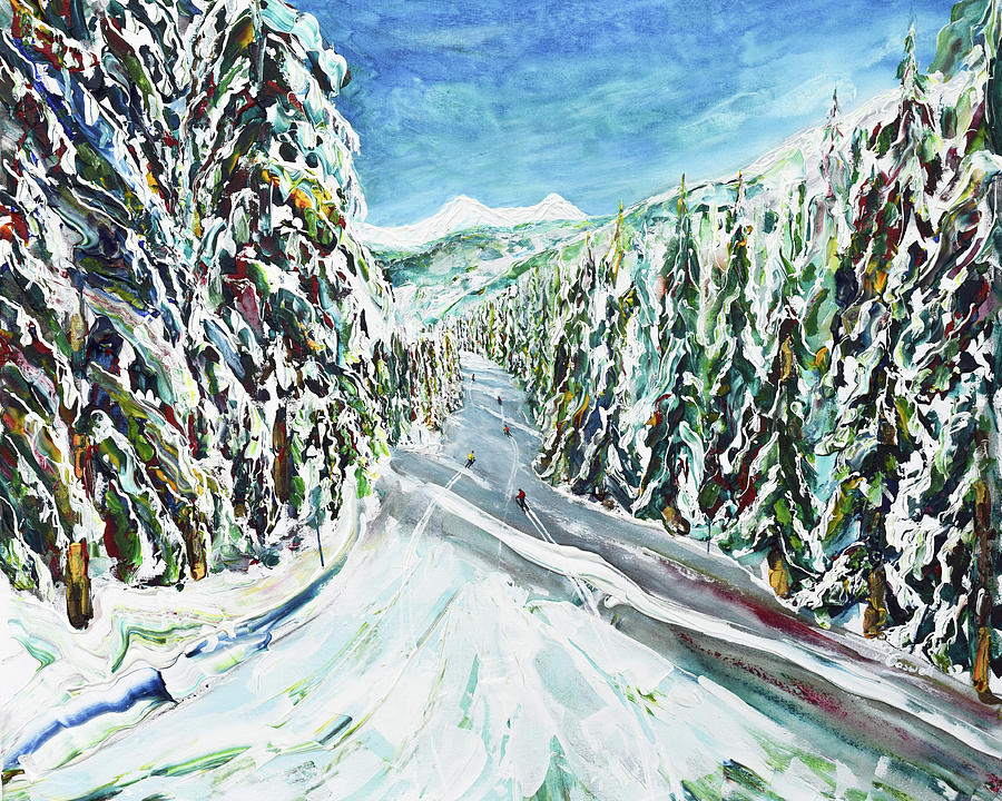 Morzine in the Early Morning Frost and Fresh Snow Painting by Pete Caswell