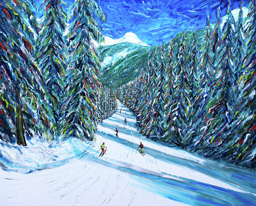 Vintage Painting - Morzine Ski Print from Portes Du Soleil by Pete Caswell