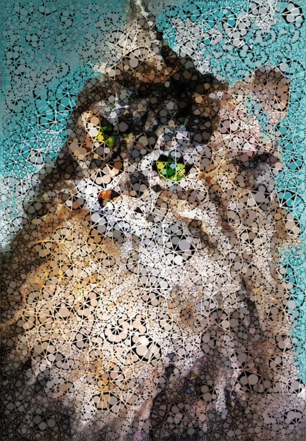 Mosaic Cat 2 Mixed Media by Eileen Backman