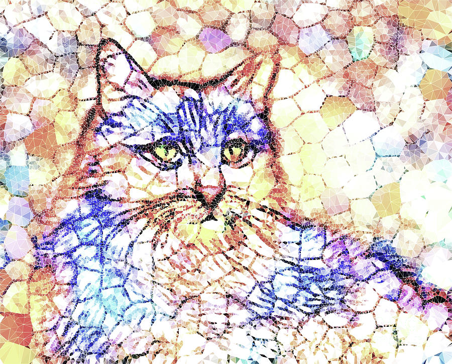 Mosaic Cat 670 Digital Art by Lucie Dumas