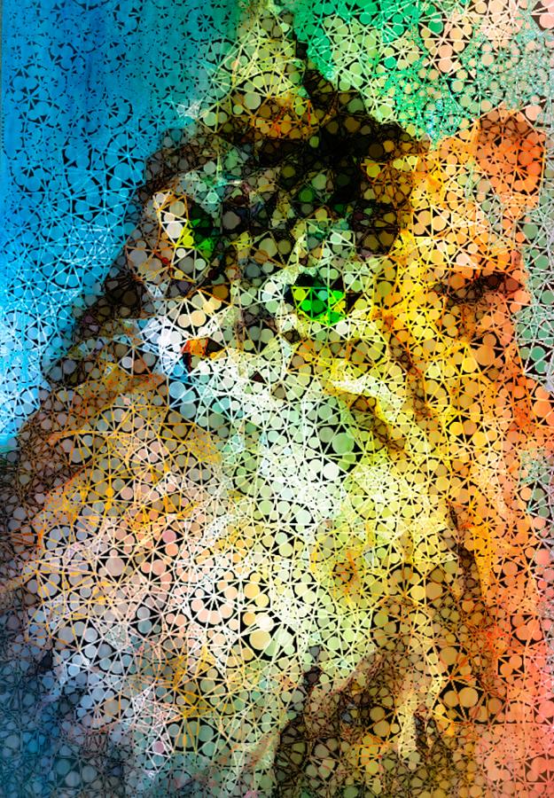 Mosaic Cat Colorful Photograph by Eileen Backman