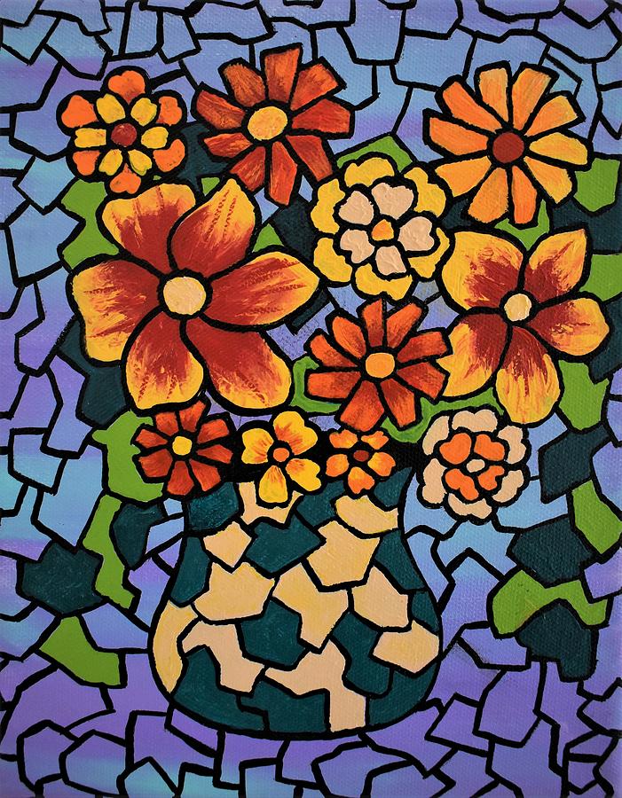 Mosaic Garden Painting by Yolanda Caporn