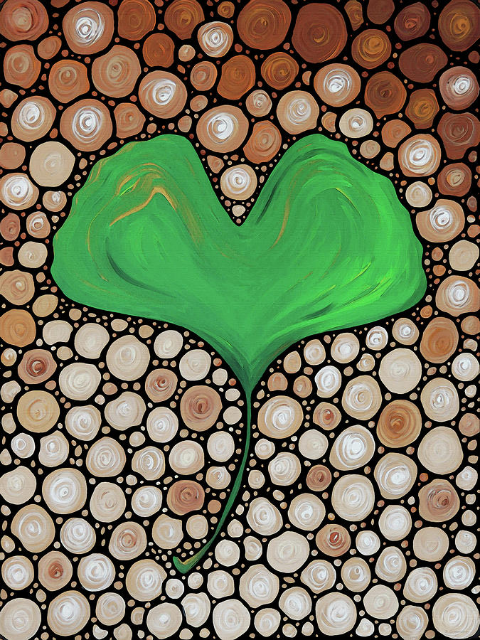 Mosaic Ginkgo Leaf - Wisdom - Sharon Cummings Painting by Sharon Cummings