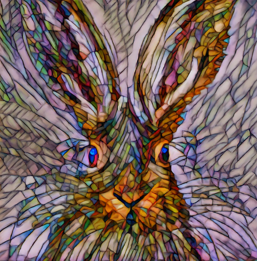 Mosaic Hare Mixed Media by Ann Leech