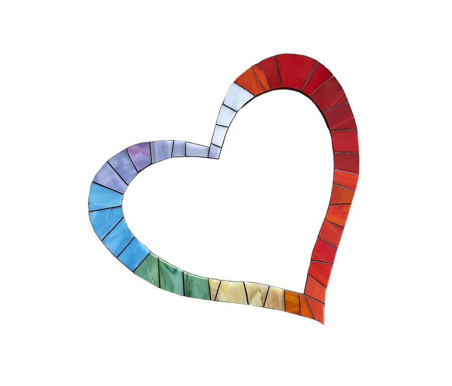 Mosaic Heart In Rainbow Colors Glass Art by Adriana Zoon