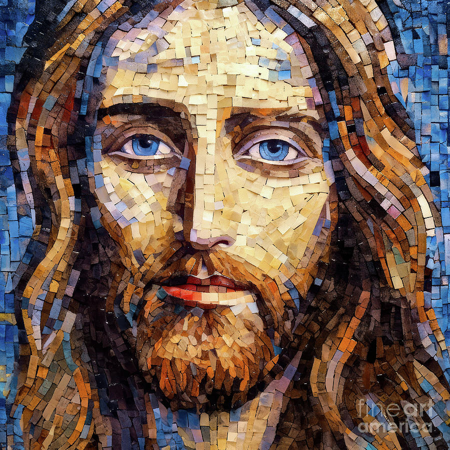 Mosaic Jesus Painting by Tina LeCour
