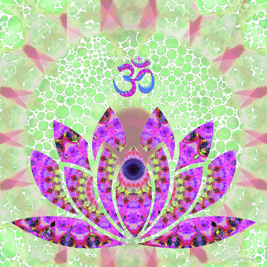 Lotus Painting - Mosaic Meditation - Pink Lotus Art - Sharon Cummings by Sharon Cummings