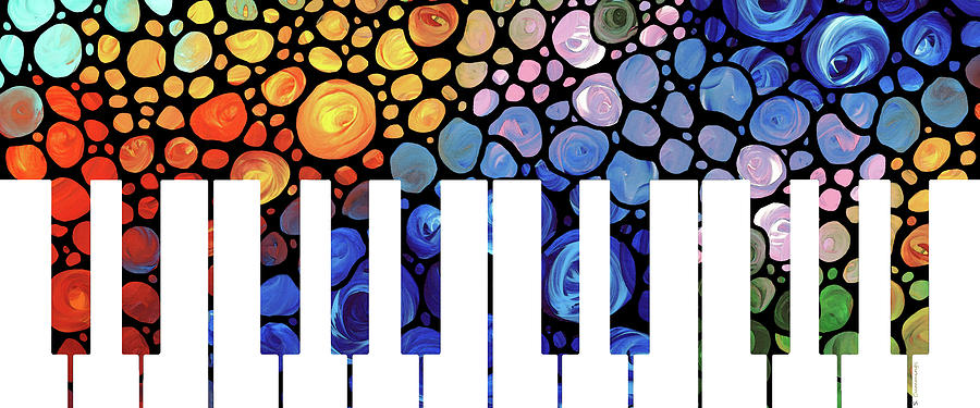 Mosaic Music Art - Colorful Piano Painting by Sharon Cummings