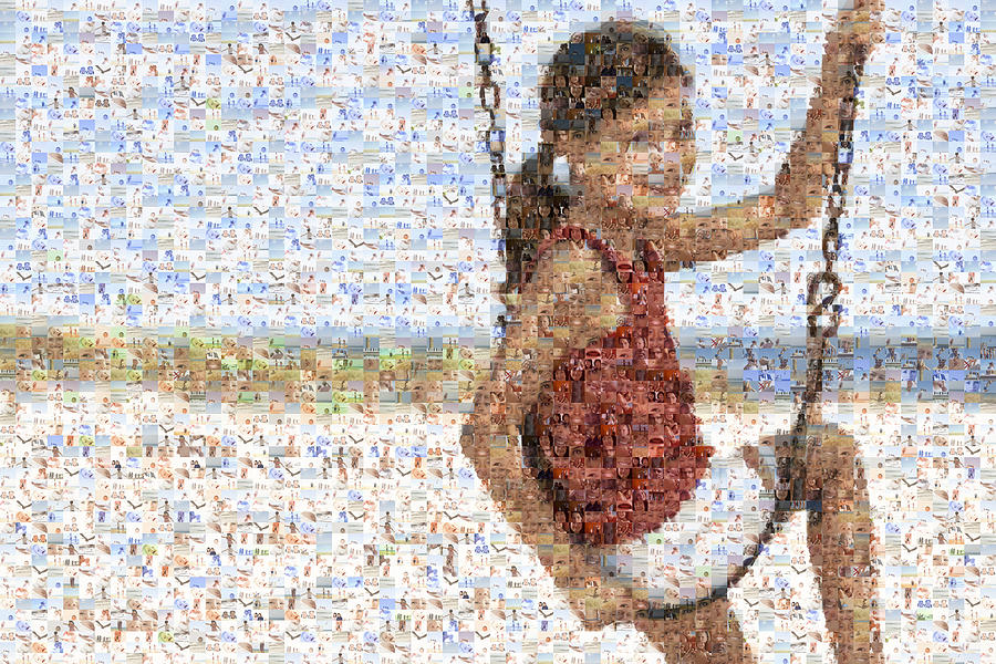 Mosaic of Child Near Beach Photograph by Thomas Northcut